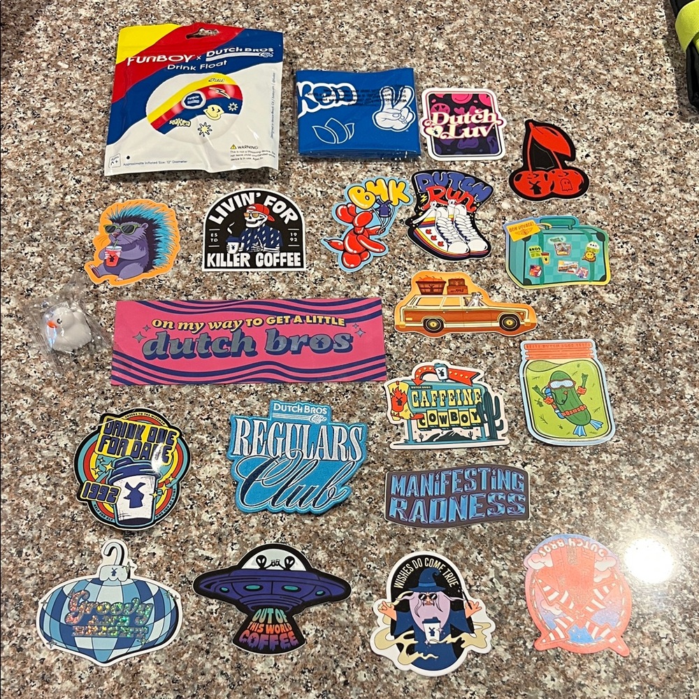 Dutch Bros Vibrant Sticker Collection - Blue, Red, Yellow